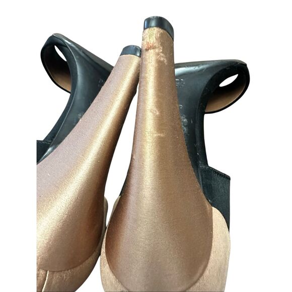 Prada Iconic Retro Satin Sandals Shoes Slingback Peep Open Toe Pumps Size 39 - Picture 10 of 16